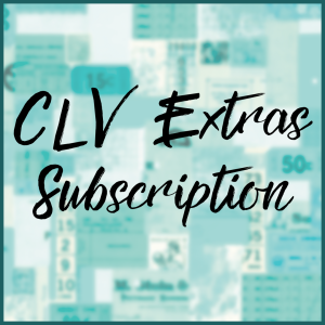 CLV Extras Subscription text graphic on a collaged turquoise background