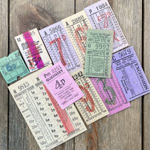 12 Different Colorful British Bus Tickets