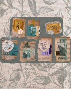 Junk journal paper clusters made with vintage ephemera