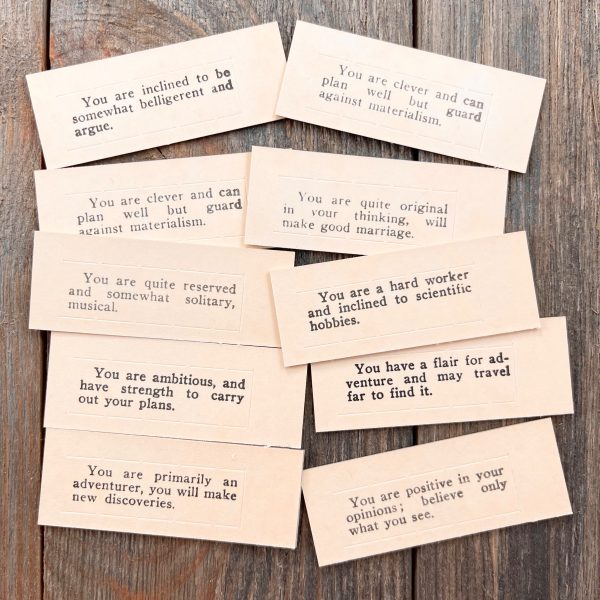 Ten vintage Lucky Fortune cards from the 1950s