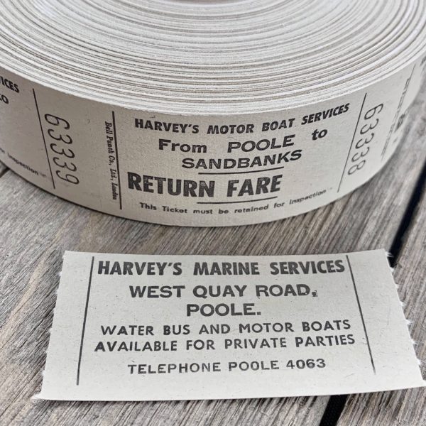 A roll of Return Fare tickets for Harvey’s Motor Boat Services in the UK