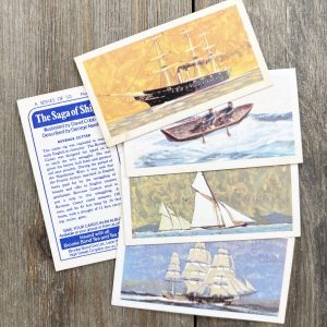 Five vintage British tea cards featuring various ships