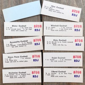 Ten random vintage Lucky Cocktail cards featuring different cocktail recipes