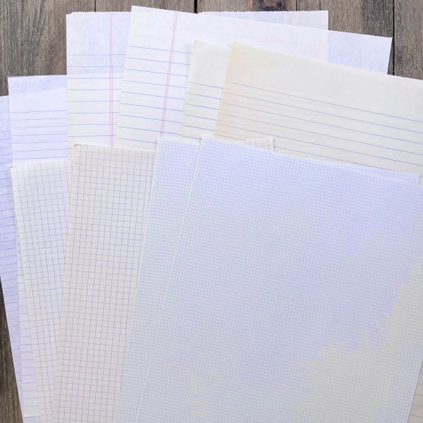 Ten assorted vintage letter and legal size lined and graph papers